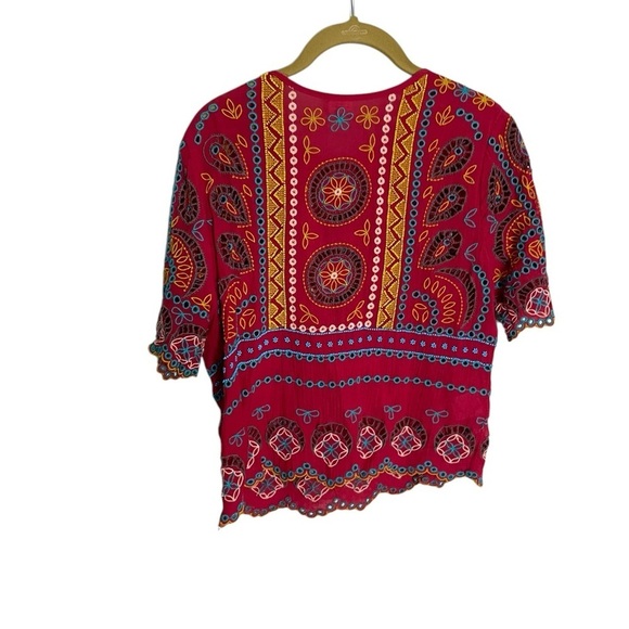 Anthropologie Tiny Red Boho Beaded Top XS - Picture 4 of 6